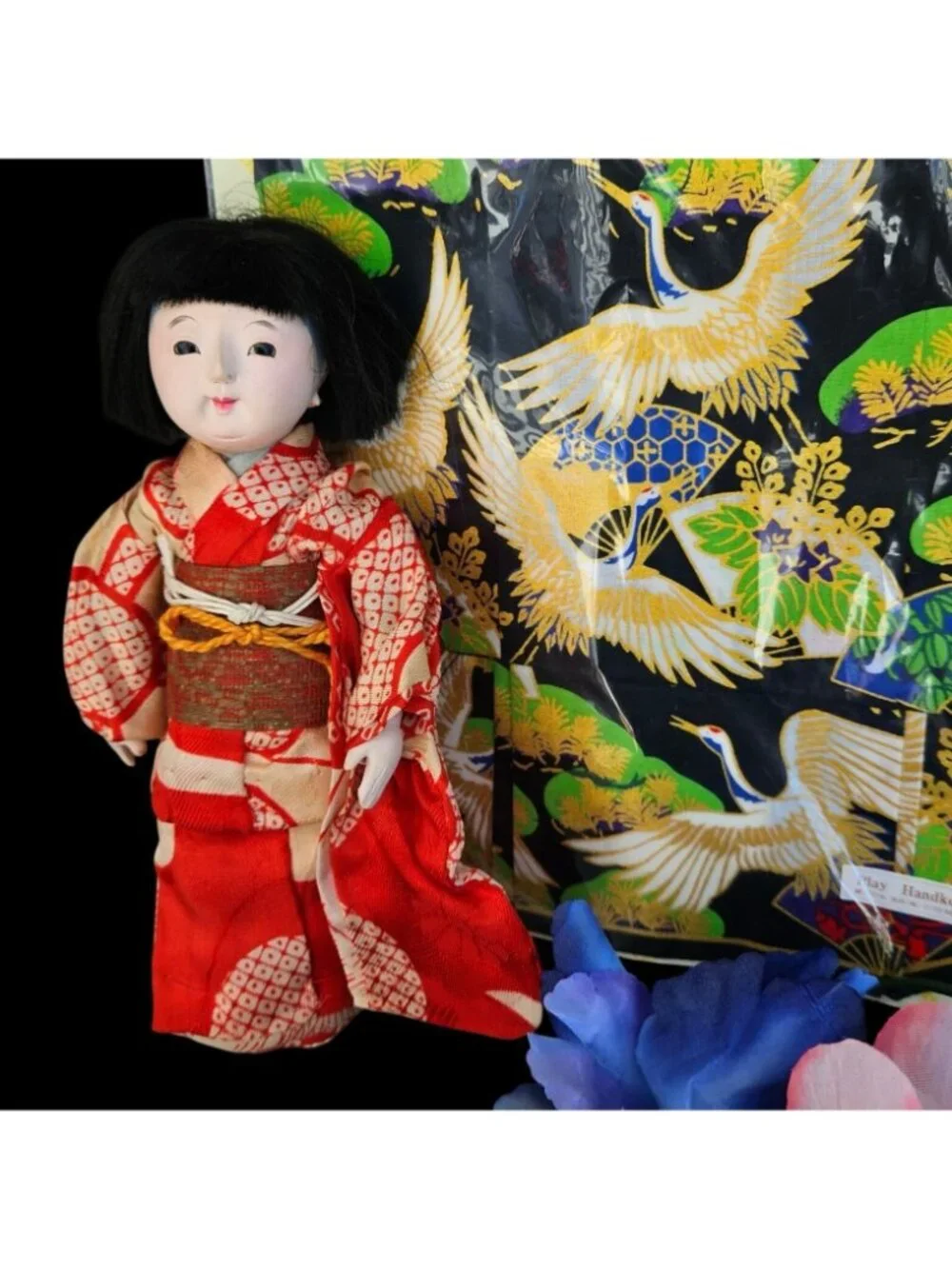 Vintage Japanese Ichimatsu Doll Kimono Instant Collection Lot Handkerchief